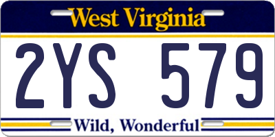 WV license plate 2YS579