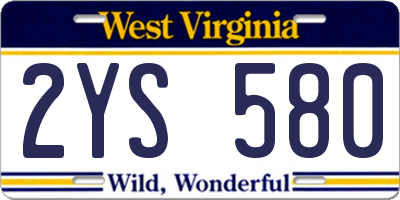 WV license plate 2YS580