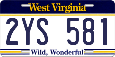 WV license plate 2YS581