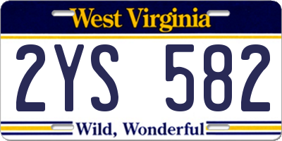WV license plate 2YS582