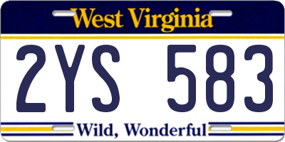 WV license plate 2YS583