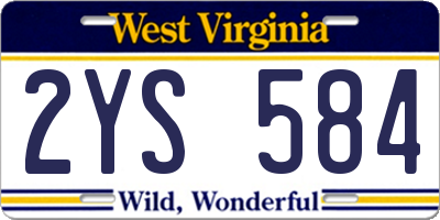 WV license plate 2YS584