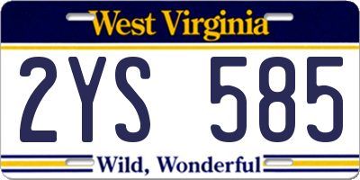 WV license plate 2YS585