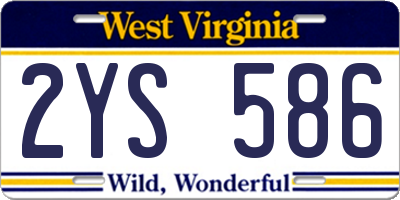 WV license plate 2YS586