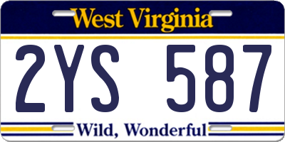 WV license plate 2YS587