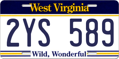 WV license plate 2YS589