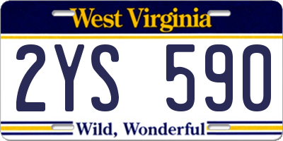 WV license plate 2YS590
