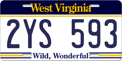 WV license plate 2YS593