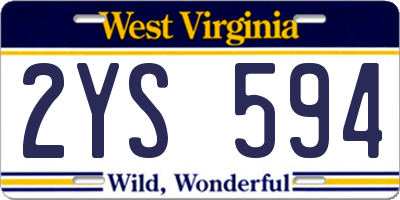 WV license plate 2YS594