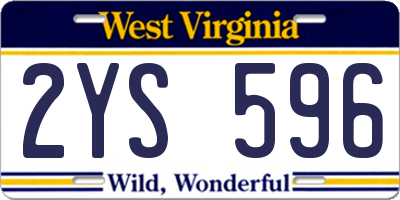 WV license plate 2YS596