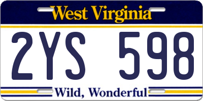 WV license plate 2YS598