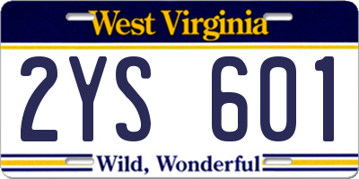 WV license plate 2YS601