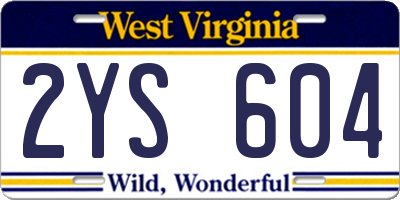 WV license plate 2YS604