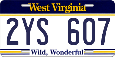 WV license plate 2YS607