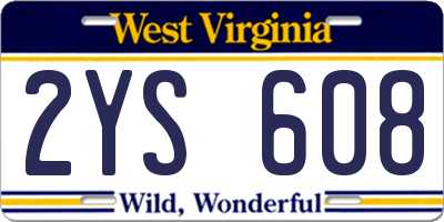 WV license plate 2YS608