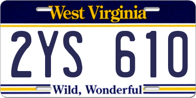 WV license plate 2YS610