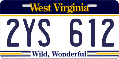 WV license plate 2YS612