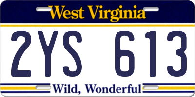 WV license plate 2YS613