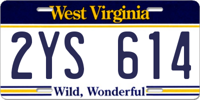 WV license plate 2YS614