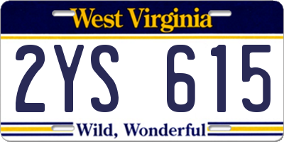 WV license plate 2YS615