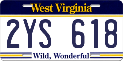 WV license plate 2YS618