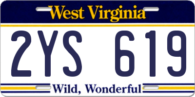 WV license plate 2YS619