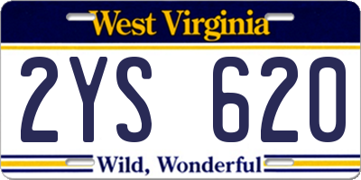 WV license plate 2YS620