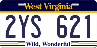 WV license plate 2YS621