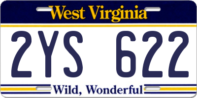 WV license plate 2YS622