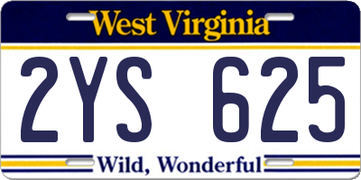 WV license plate 2YS625