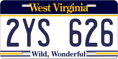 WV license plate 2YS626