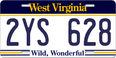 WV license plate 2YS628