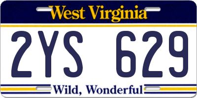 WV license plate 2YS629