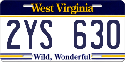 WV license plate 2YS630