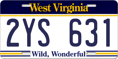 WV license plate 2YS631