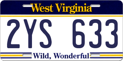 WV license plate 2YS633