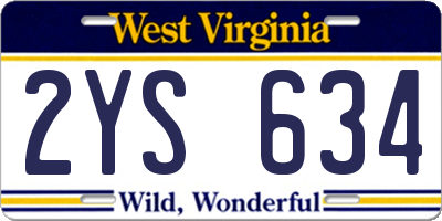 WV license plate 2YS634