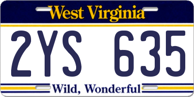 WV license plate 2YS635