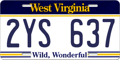 WV license plate 2YS637
