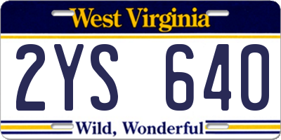 WV license plate 2YS640