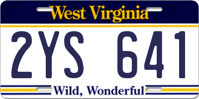 WV license plate 2YS641