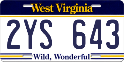 WV license plate 2YS643