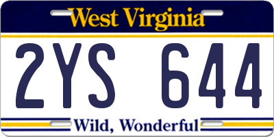 WV license plate 2YS644