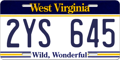 WV license plate 2YS645