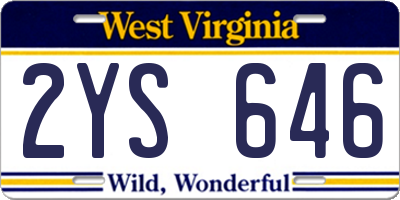 WV license plate 2YS646