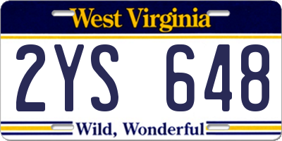 WV license plate 2YS648