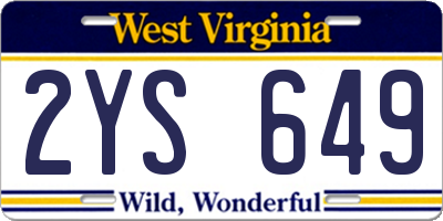 WV license plate 2YS649