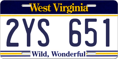 WV license plate 2YS651