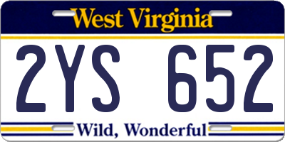 WV license plate 2YS652