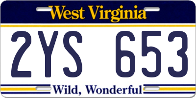 WV license plate 2YS653